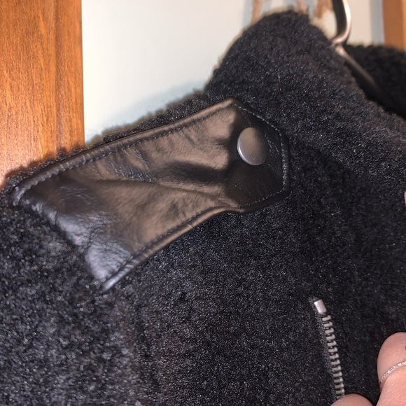 Polo Ralph Lauren Fluffy Fleece Sheep Leather Teddy Pilo Bomber Moto Jacket XS - Picture 10 of 13